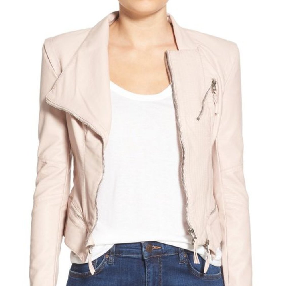 Nordstrom BLANKNYC  Faux Leather Jacket Pink M/Brown M originally $98